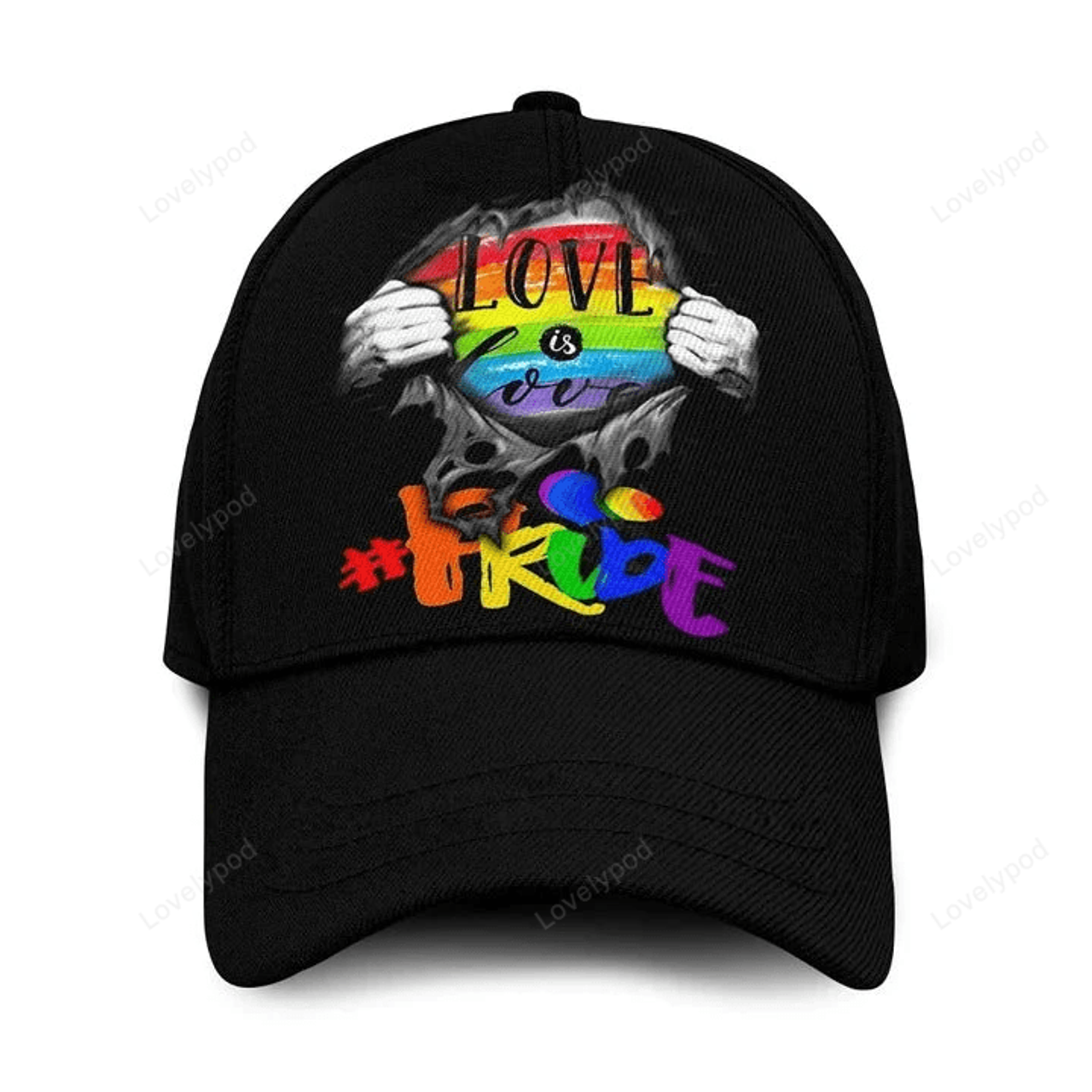 FUNSTUFFPRIT Pride Baseball Cap For Lesbian Gaymer, Black Lgbt Baseball Cap Hat Love Is Love, Gift For Lesbian