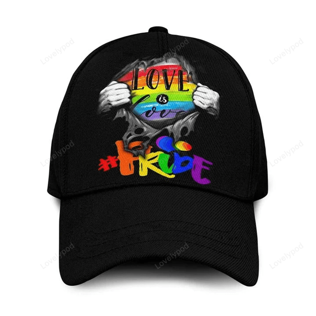 FUNSTUFFPRIT Pride Baseball Cap For Lesbian Gaymer, Black Lgbt Baseball Cap Hat Love Is Love, Gift For Lesbian
