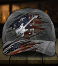 FUNSTUFFPRINT Custom Guitar American flag Classic Cap, Gift for Music Lovers, Summer Hats, Birthday Gift For Men, Women