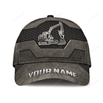 FUNSTUFFPRIT Excavator Custom Classic Cap Hat, 3D All Over Print Excavator Cap Hat For Him