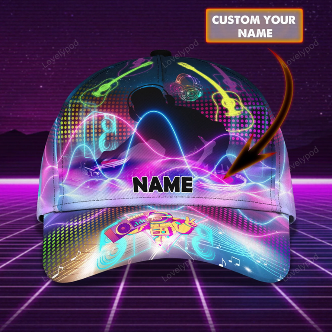 FUNSTUFFPRINT Personalized Dj Classic Cap, Dj Hat with Name, Gift for Dj, Him, Her, Friend,