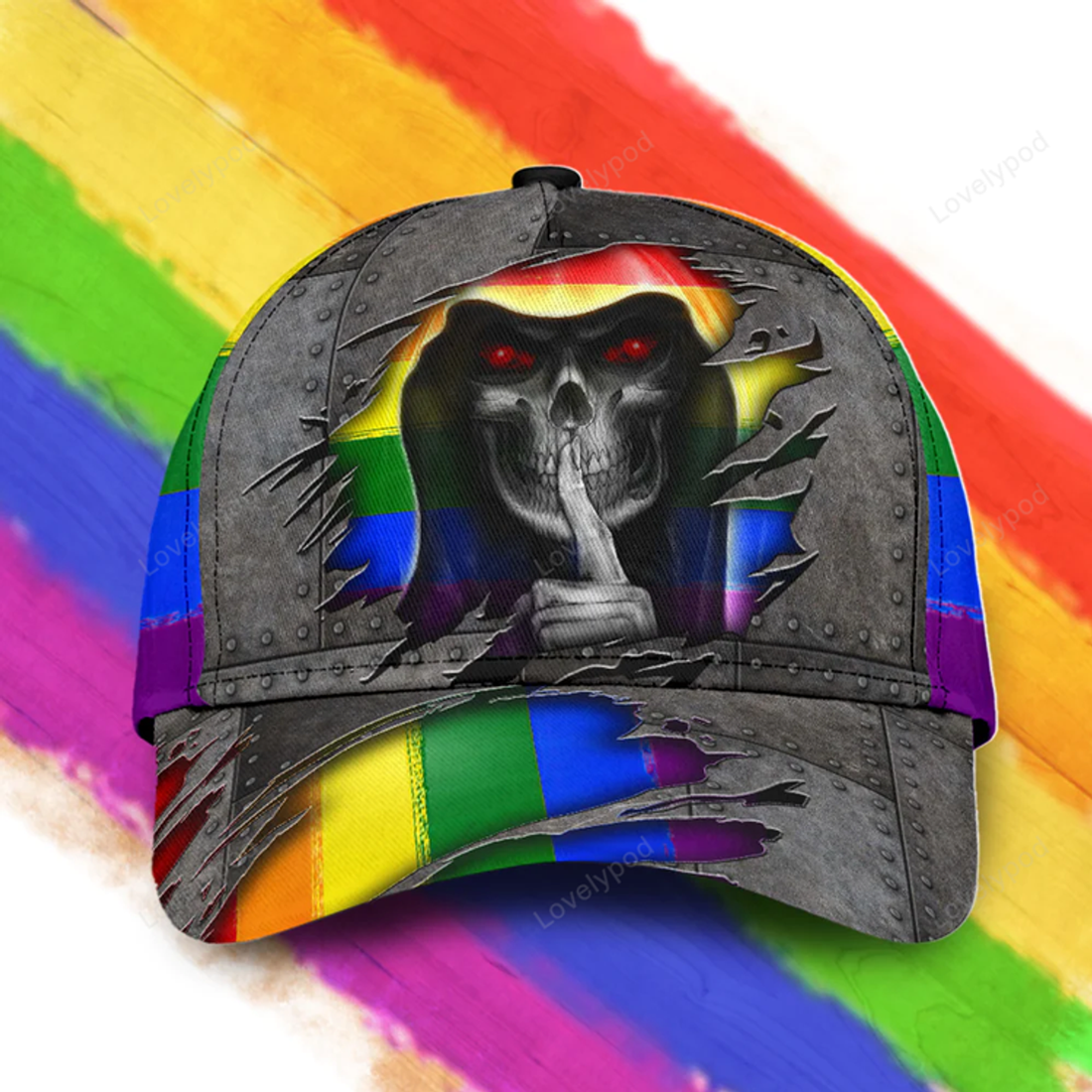 FUNSTUFFPRINT Skull Lgbt All Over Printed Classic Cap