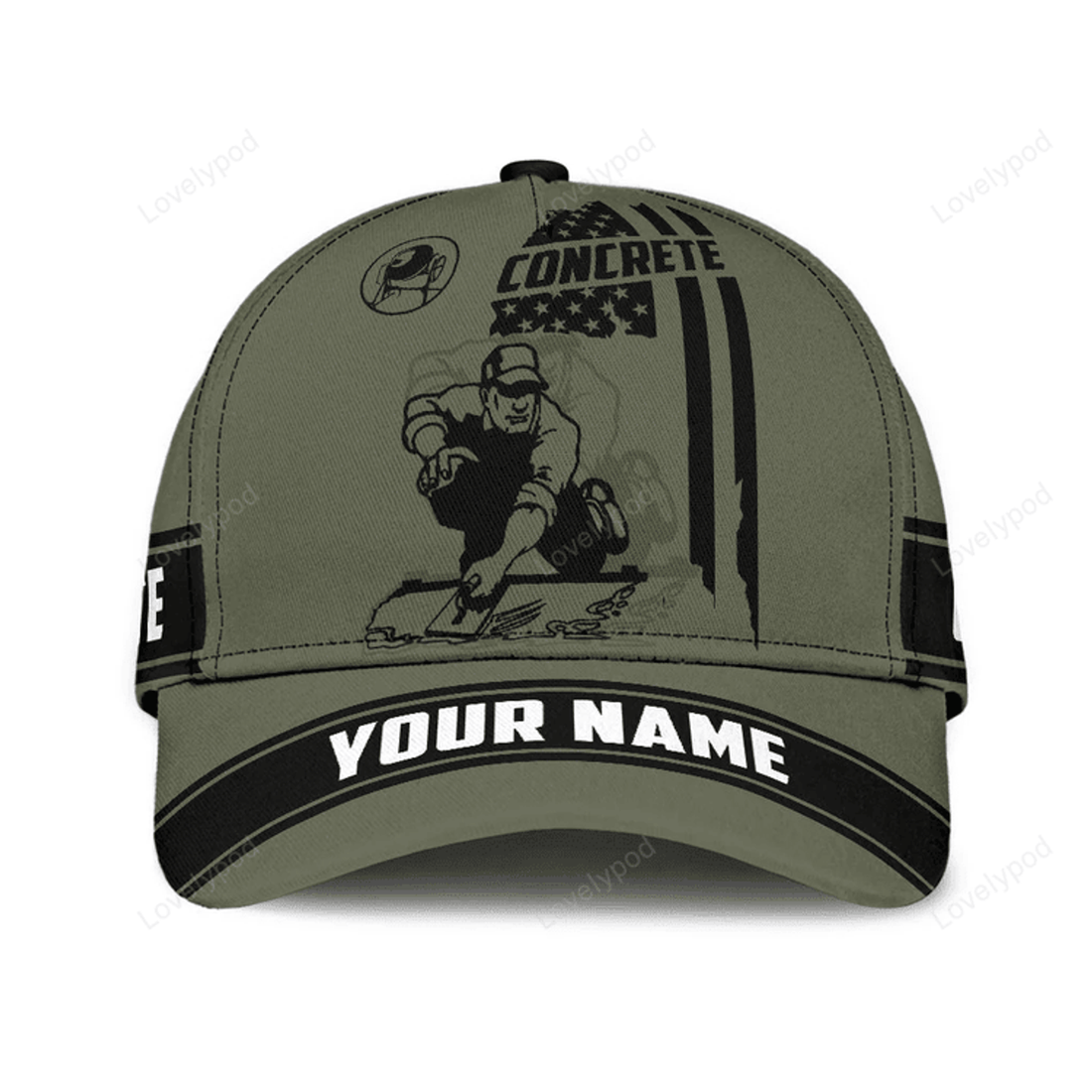 FUNSTUFFPRIT Us Concrete Custom Name Tattoo Cap Hat, Be Proud Of Concreter Baseball Cap Hat