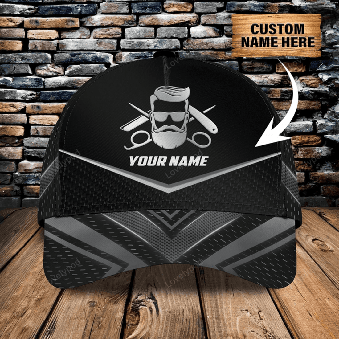 FUNSTUFFPRIT Personalized With Name 3D Full Printed Barber Classic Cap For Men And Woman, Barber Cap Hat