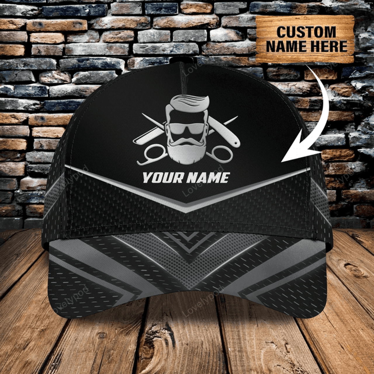 FUNSTUFFPRIT Personalized With Name 3D Full Printed Barber Classic Cap For Men And Woman, Barber Cap Hat