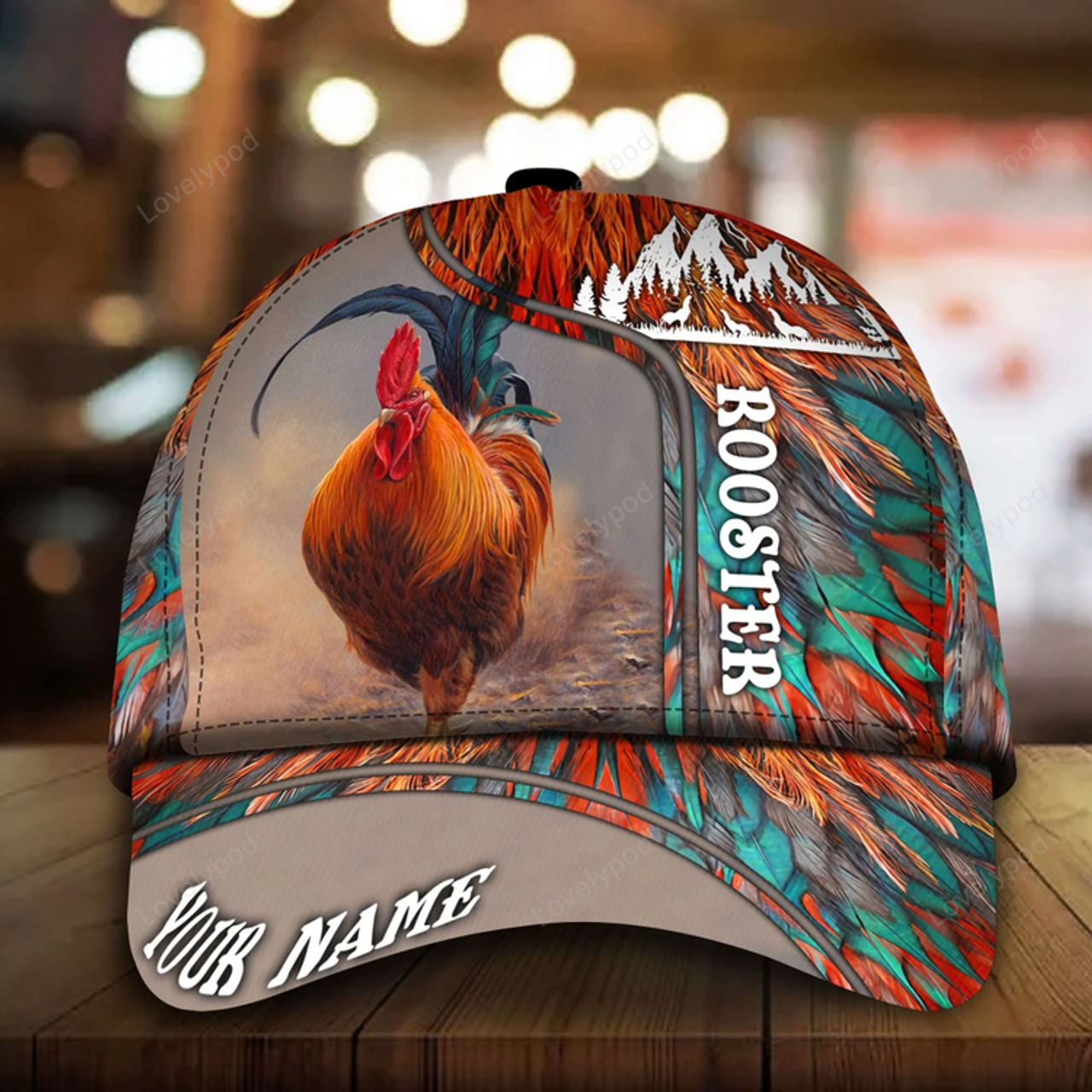 FUNSTUFFPRIT Custom With Name The Best Rooster Cap Hat, Rooster Gift For Rooster Lovers Multicolor 3D Baseball Cap Hat