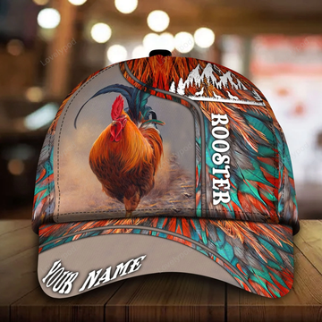 FUNSTUFFPRIT Custom With Name The Best Rooster Cap Hat, Rooster Gift For Rooster Lovers Multicolor 3D Baseball Cap Hat