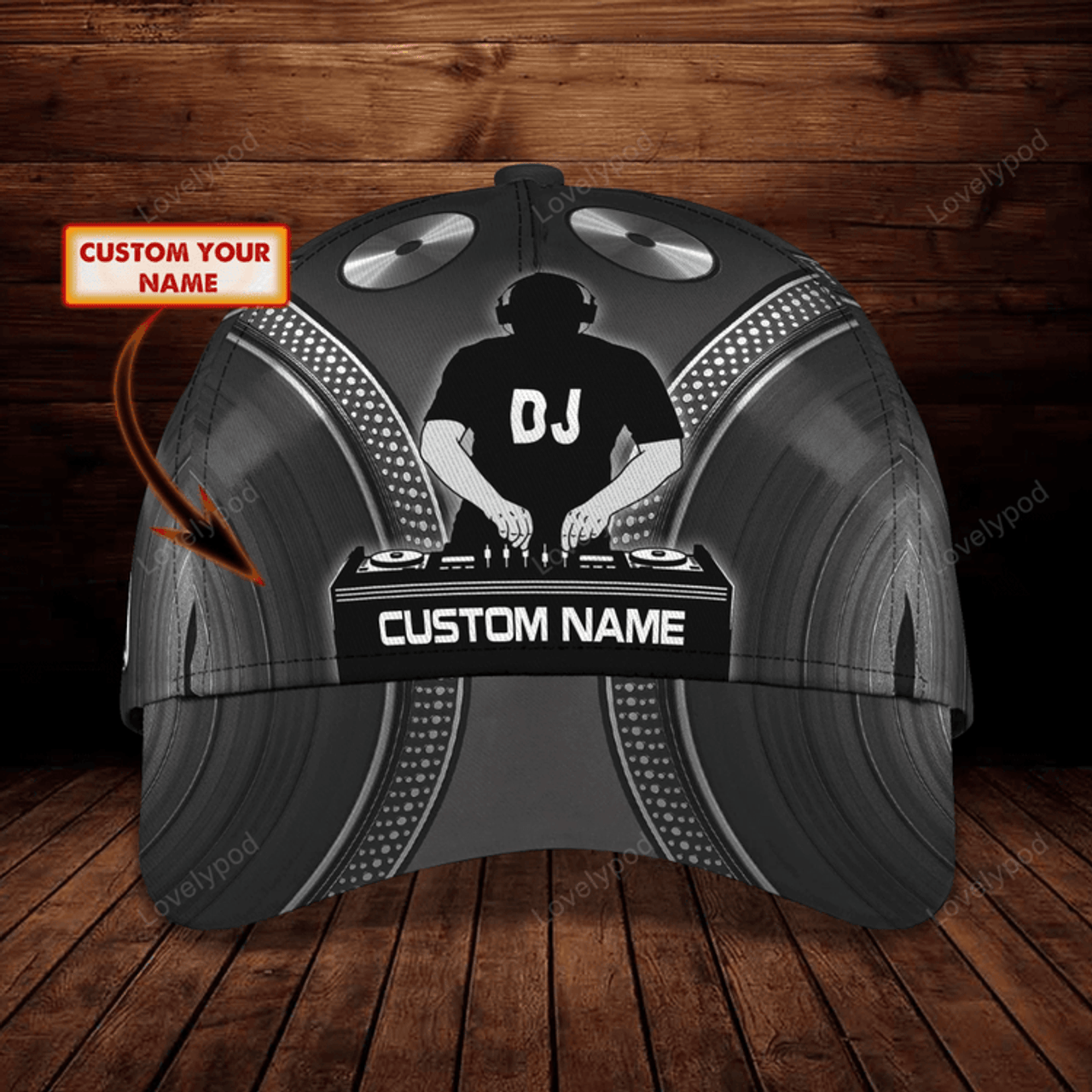 FUNSTUFFPRIT Custom With Name Black Cap Hat For Dj Men, Dj Classic Cap, Women Dj Cap Hat, Disc Jockey Cap Hat