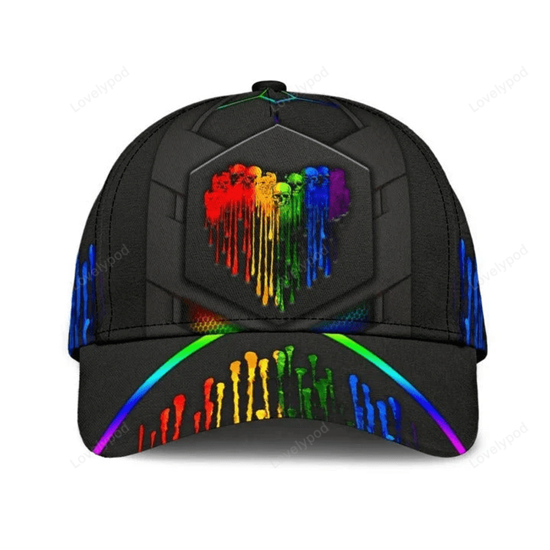 FUNSTUFFPRIT 3D LGBT Cap For Couple Lesbian, Be Proud Be Visible LGBT Printing Baseball Cap Hat, Gift For Gay Friends