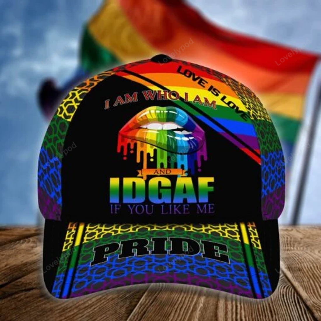 FUNSTUFFPRIT LGBT Pride Cap, I Am Who I Am And Idgaf If You Like Me 3D Baseball Cap For LGBT Pride Month