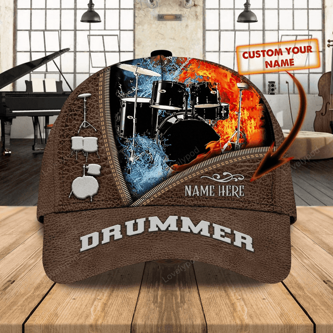 FUNSTUFFPRIT Personalized Drum Baseball Cap For Man And Woman, Birthday Present To Drummer, Drummer Summer Cap Hat