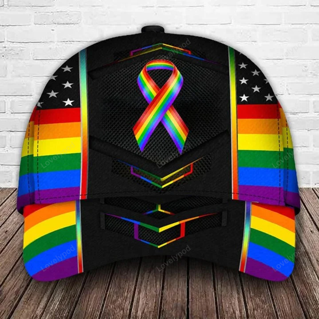 FUNSTUFFPRIT Pride Classic Cap, Being Yourself Ribbon Awareness LGBT 3D Printed Baseball Cap Hat, Lgbt Gifts