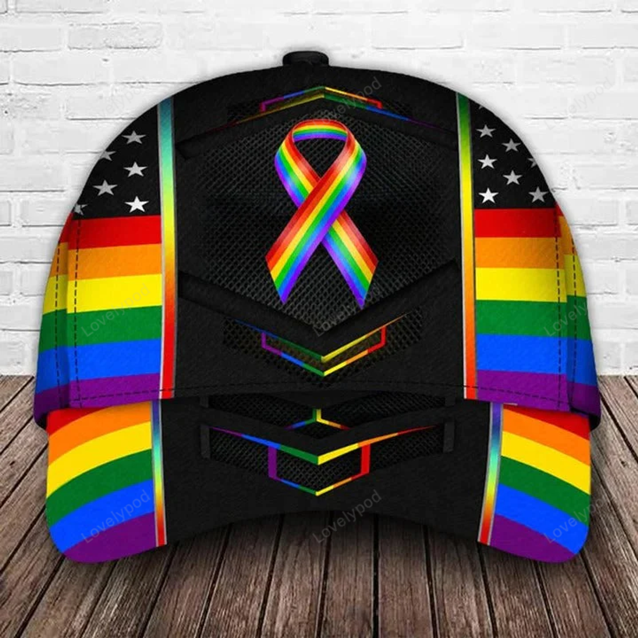 FUNSTUFFPRIT Pride Classic Cap, Being Yourself Ribbon Awareness LGBT 3D Printed Baseball Cap Hat, Lgbt Gifts