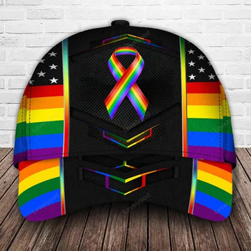 FUNSTUFFPRIT Pride Classic Cap, Being Yourself Ribbon Awareness LGBT 3D Printed Baseball Cap Hat, Lgbt Gifts