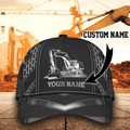 FUNSTUFFPRIT Personalized Excavator Heavy Equipment Cap Hat For Man And Women, Gift To Excavator Man, Excavator 3D Cap Hat