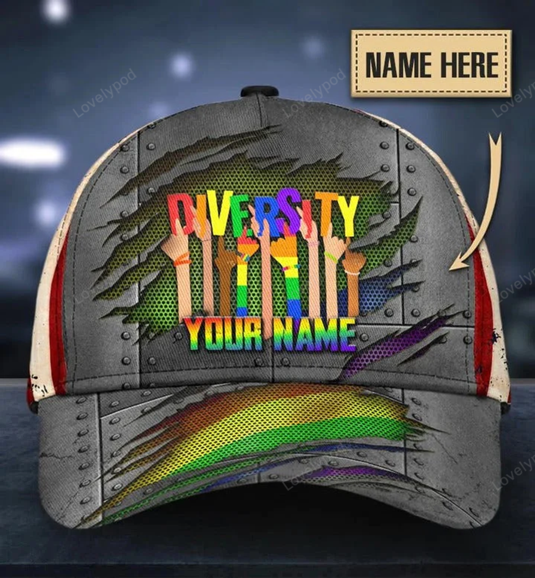 FUNSTUFFPRIT Personalized Pride Baseball Cap For Gay Lesbian, Love Respect Diversity LGBT Printing 3D Classic Cap Hat