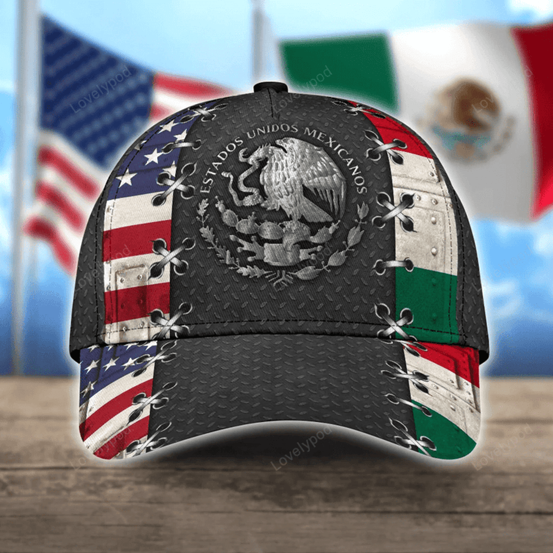 FUNSTUFFPRIT Mexican-American Full Printed Classic Cap Baseball Mexico-Usa Hat