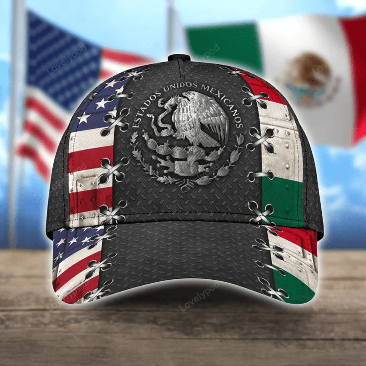 FUNSTUFFPRIT Mexican-American Full Printed Classic Cap Baseball Mexico-Usa Hat