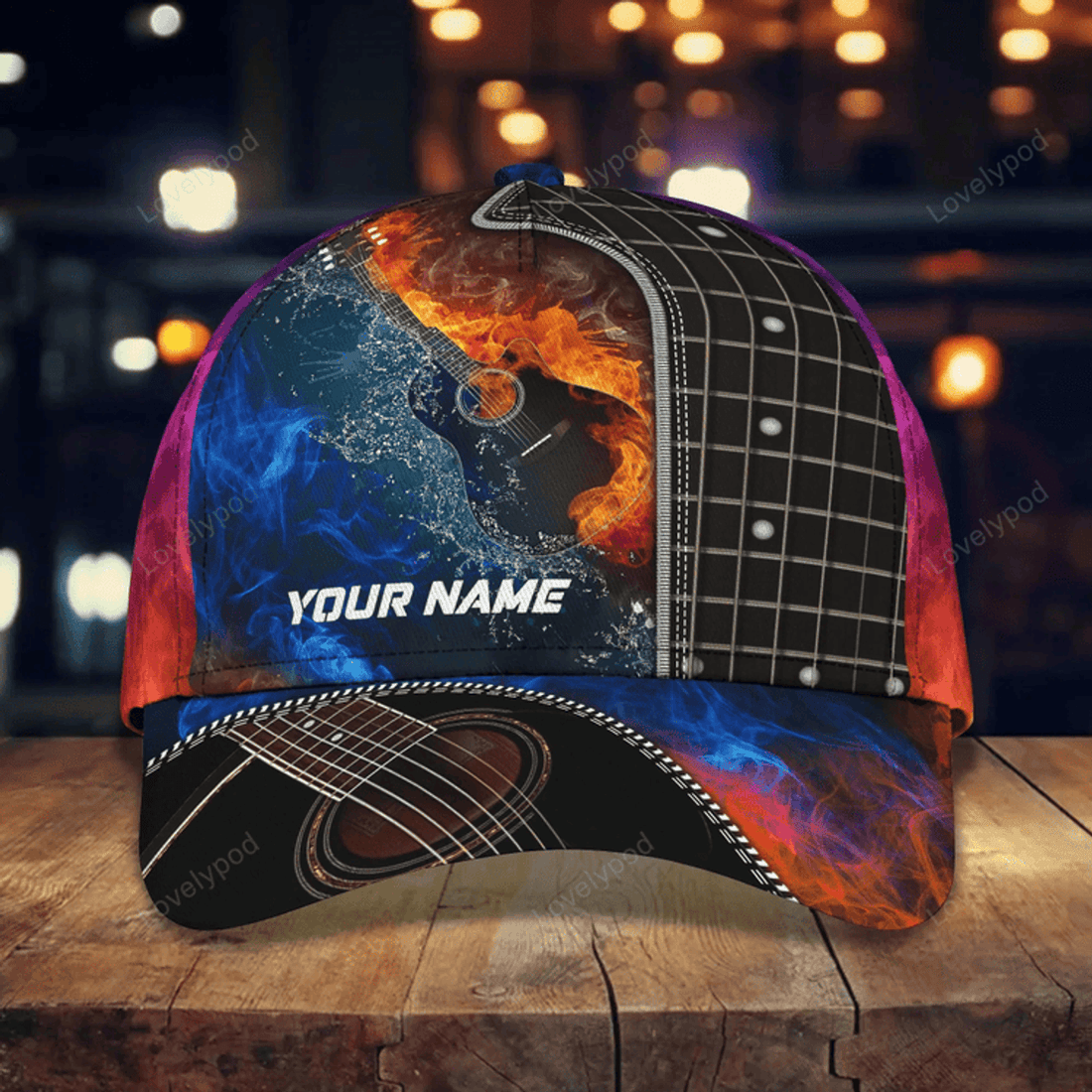 FUNSTUFFPRIT Personalized Baseball Guitar Full Print Cap Hat For Guitar Lover, Classic Guitar 3D Caps To My Son, Daughter
