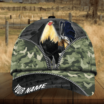 FUNSTUFFPRIT Personalized Full Printed 3D Hat Premium Unique Cap Camo Pattern Rooster, Chicken Cap Hat, Gift To Rooster Lover