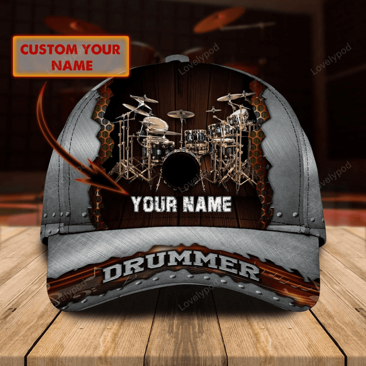 FUNSTUFFPRIT Custom Baseball 3D Cap Hat For Drummer, Drum Caps Hats, Birthday Present To Drum Lovers, Drummer Gifts