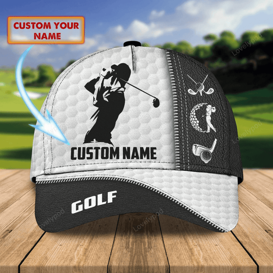FUNSTUFFPRIT Customized 3D All Over Print Classic Cap For Golf Mens, Dad Golf Cap Hat, Christmas Gift For Golf Lover