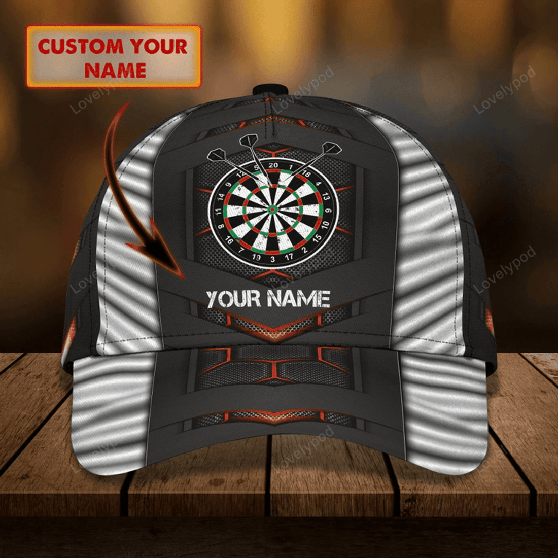 FUNSTUFFPRIT Customized With Name 3D Dart Caps, Dart Lover Gifts, Dart Hat Dart Cap For Dart Players