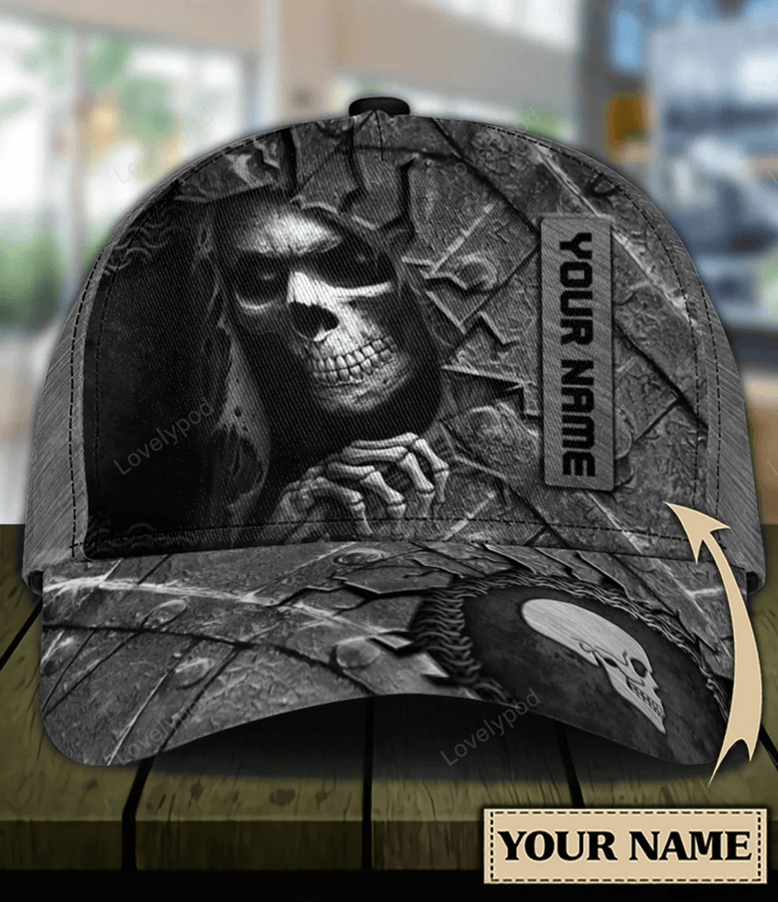 FUNSTUFFPRIT Personalized Skull Classic Cap, Gift for Skull Lovers, Skull Hat Cap For Men And Women