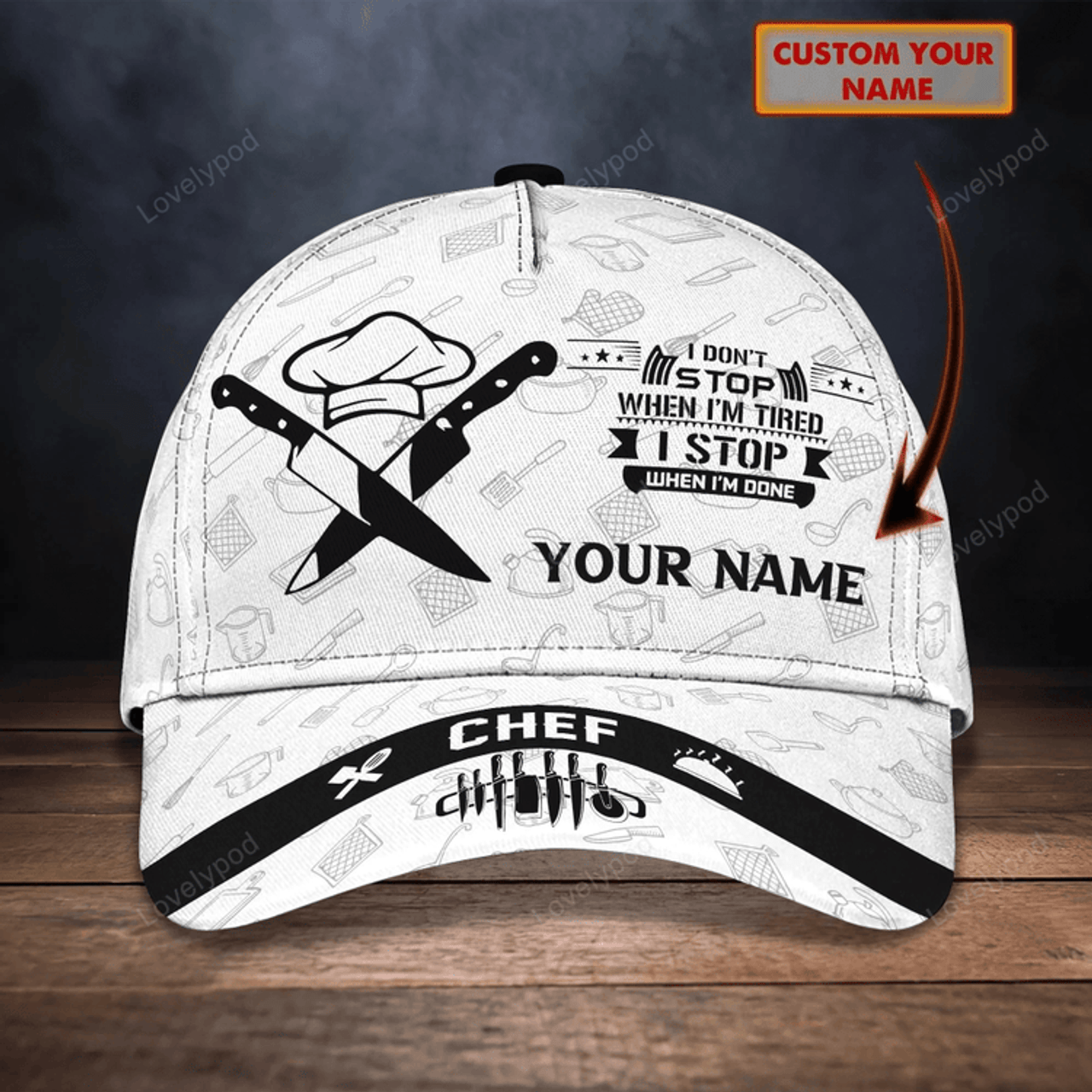 FUNSTUFFPRIT Personalized Master Chef Baseball All Over Print Cap For Men And Women, Special Cap Hat For Chef