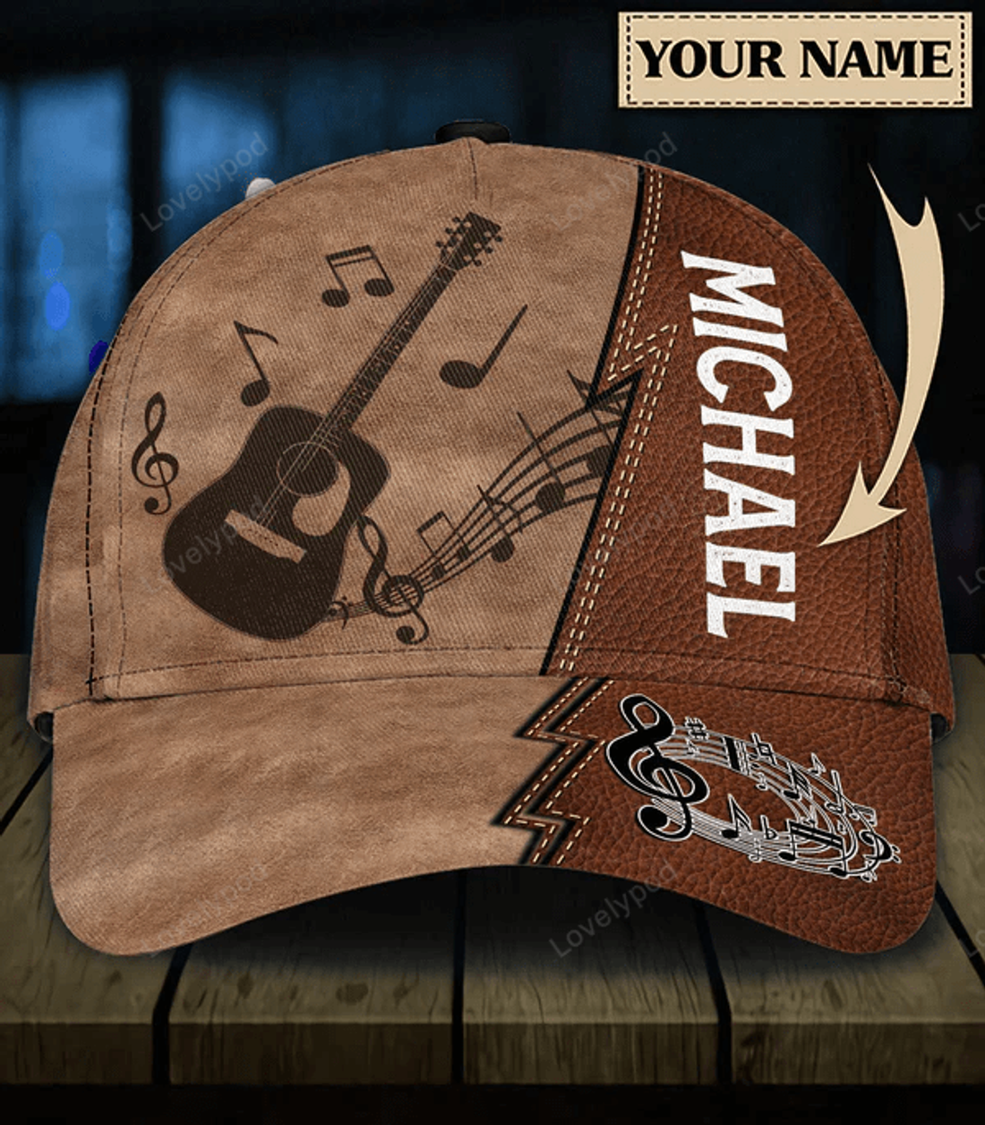 FUNSTUFFPRIT Personalized Guitar Classic Cap for men, Gift for Music Lovers, Guitar Lovers