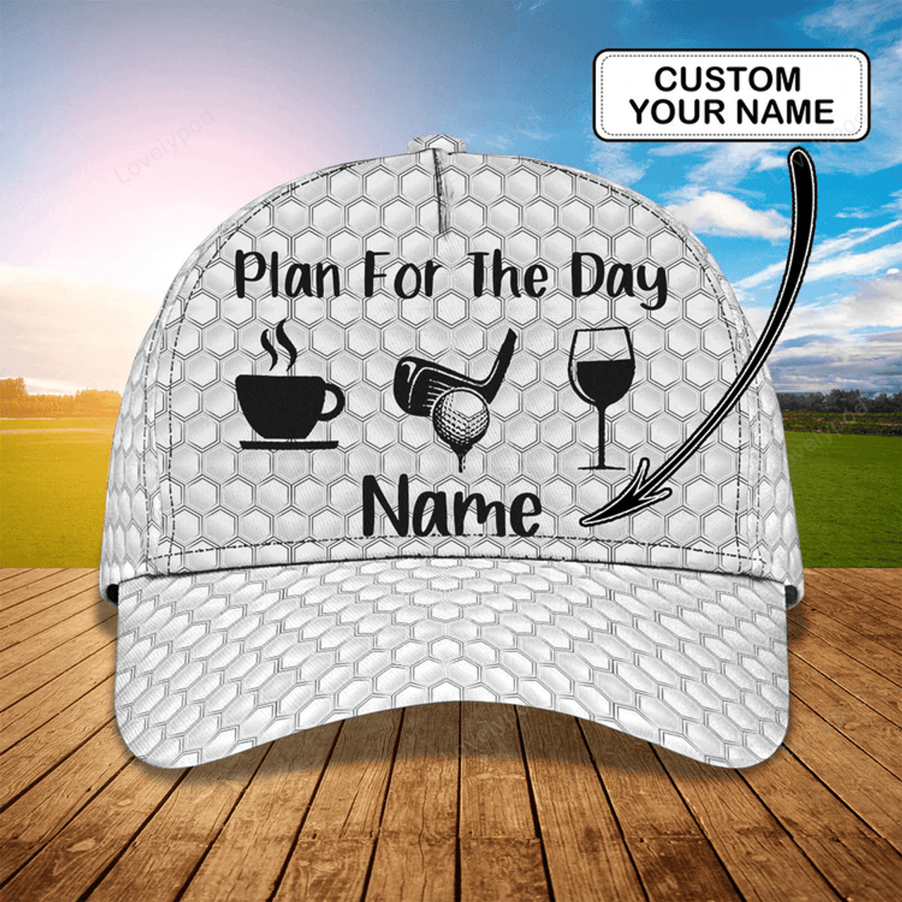 FUNSTUFFPRIT Custom With Name 3D Baseball Cap Hat For Golf Man, Plan For The Day With Golf, Gift A Golf Lover