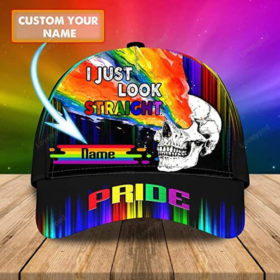 FUNSTUFFPRIT Lgbt Pride I Just Look Straight Rainbow Hats Mens Women's 3D classic cap