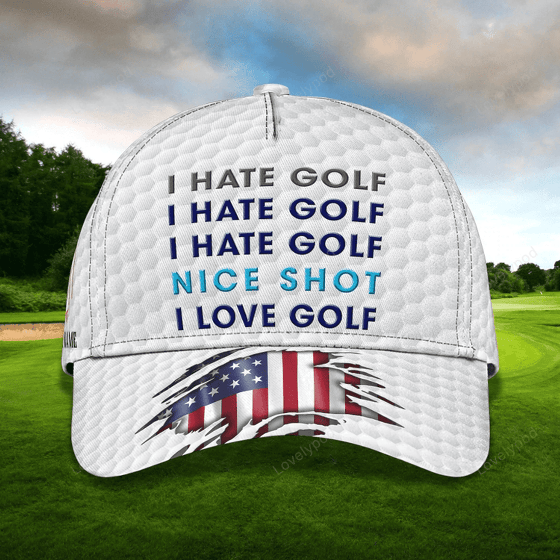FUNSTUFFPRIT Nice Short I Love Golf 3D Classic Cap, Golf Lover Gifts, Best Gift For Golf Lover, Golf Cap Hat