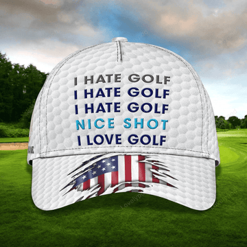 FUNSTUFFPRIT Nice Short I Love Golf 3D Classic Cap, Golf Lover Gifts, Best Gift For Golf Lover, Golf Cap Hat
