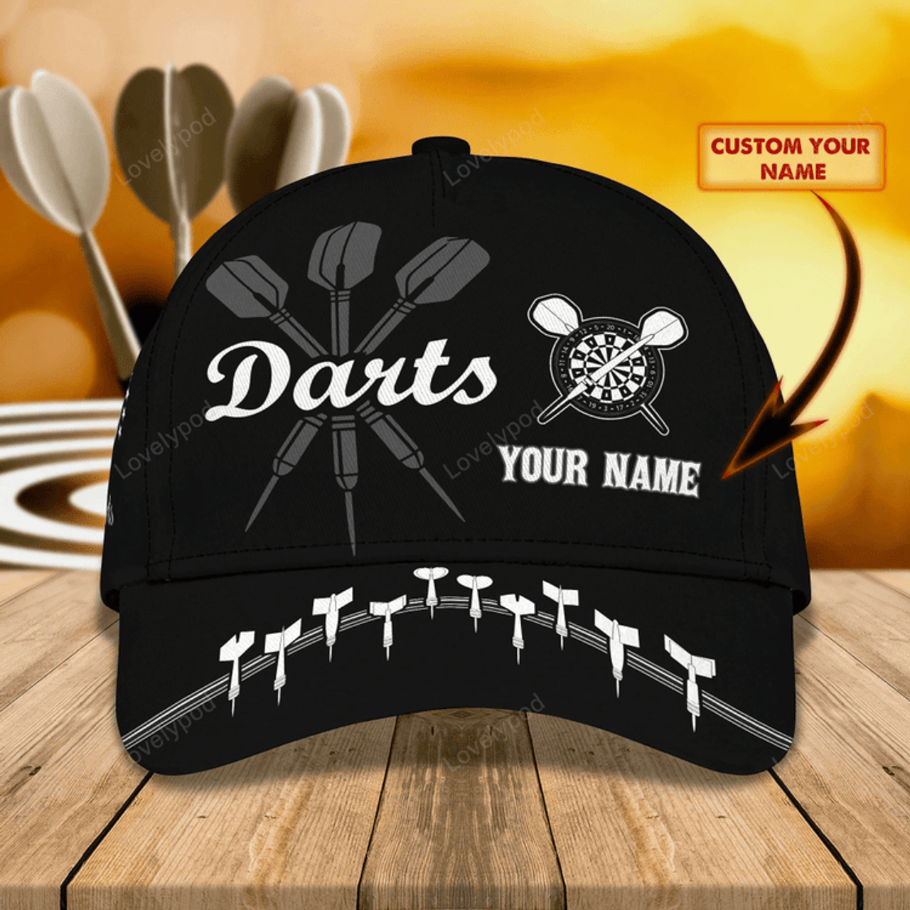 FUNSTUFFPRIT Personalized Dart Baseball Cap Full Printing, Dart Hat For Men And Woman, To My Friend Darter Cap Hat, Darter Cap