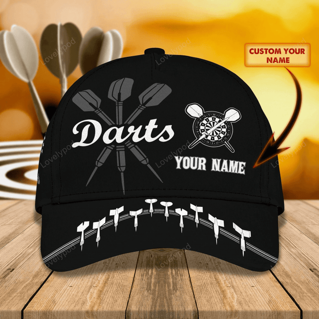 FUNSTUFFPRIT Personalized Dart Baseball Cap Full Printing, Dart Hat For Men And Woman, To My Friend Darter Cap Hat, Darter Cap
