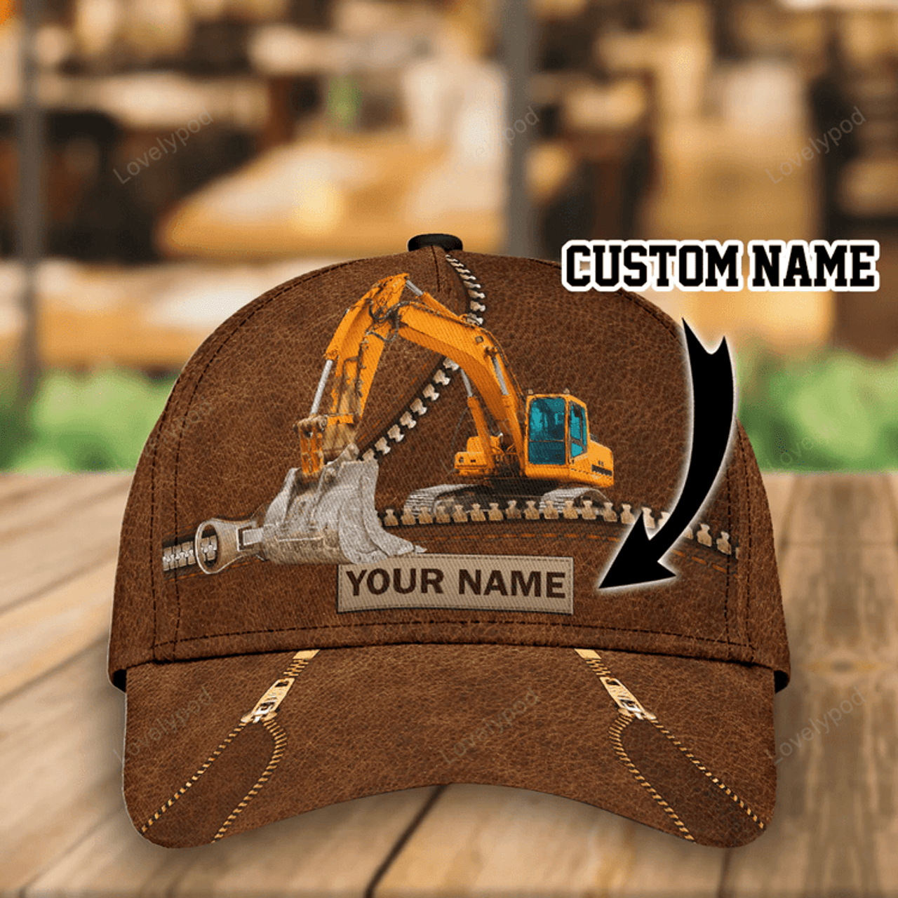 FUNSTUFFPRIT Custom With Name Classic Cap Hat For Excavator, Heavy Equipment 3D Cap Hat For Men