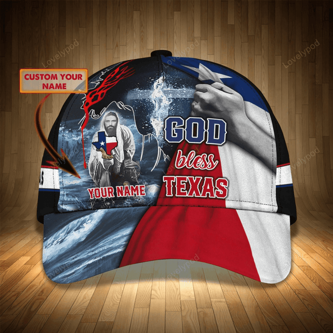 FUNSTUFFPRIT Personalized God Bless Texas 3D Full Print Baseball Cap, Texas American Pride Cap Hat, Texas Cap Hat