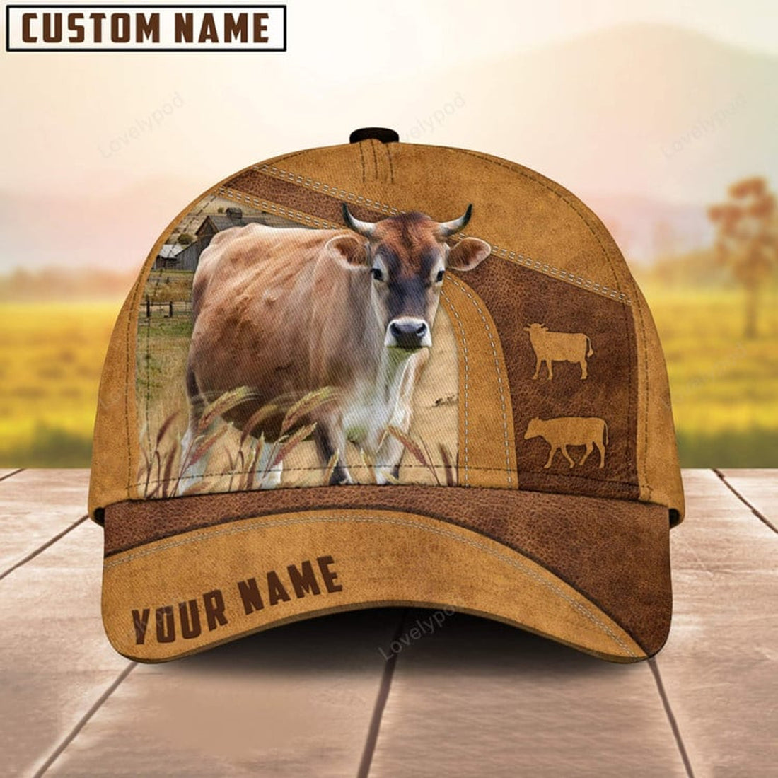 FUNSTUFFPRINT Custom Name Jersey Cattle Cap , Cattle Hat, Farm Baseball Hat, Cap Hat For Farmer Farm Lover