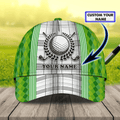 FUNSTUFFPRIT Custom Name Green Cap Golf Woman, Classic 3D Cap Hat For Golfer, Green Golf Cap Hat
