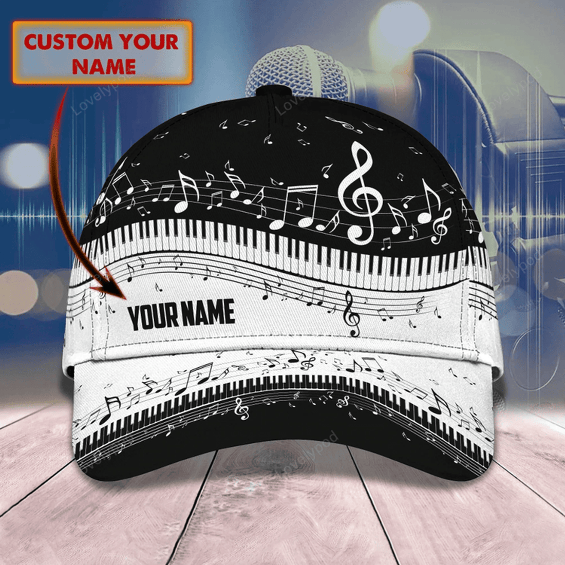 FUNSTUFFPRIT Custom Piano Baseball Cap Full Print For Piano Lover, To My Wife, Husband, Son, Daughter Piano Lover Gifts