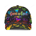 FUNSTUFFPRIT Pride Cap, Hand Drawn Heart Love Is Love LGBT Printing 3D Baseball Cap Hat, Gay Gifts
