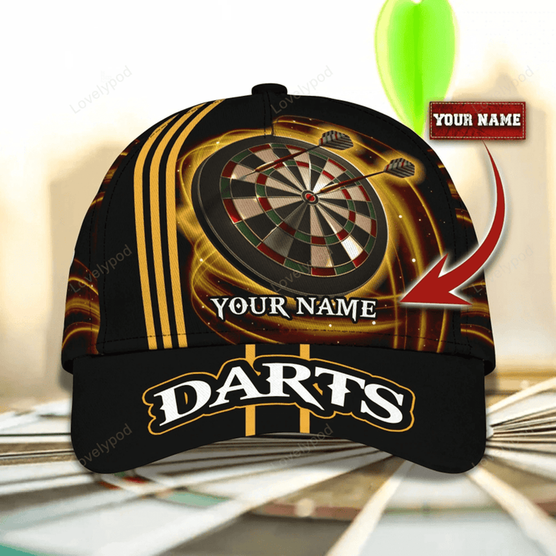 FUNSTUFFPRIT Personalized Classic Dart Cap, Birthday Present To Darter Friend, Dart Lover Cap Hat, Darting Cap
