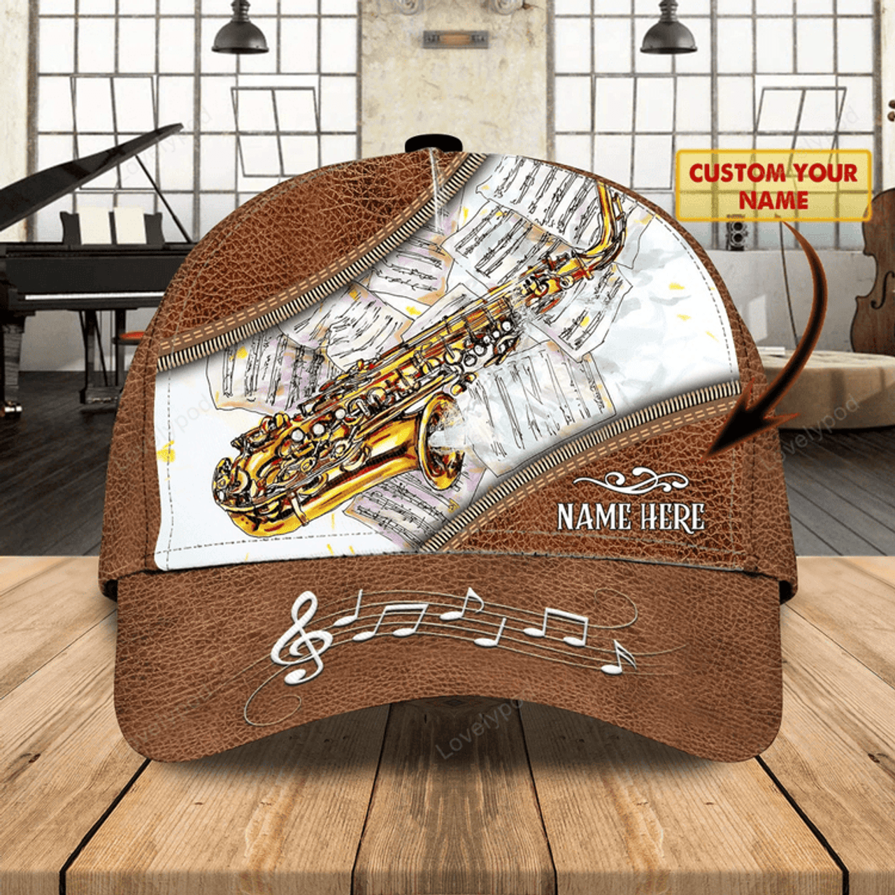 FUNSTUFFPRIT Customized 3D Baseball Saxophone Cap For Musican, To My Boyfriend Friend Playing Saxophone, Saxophone Cap