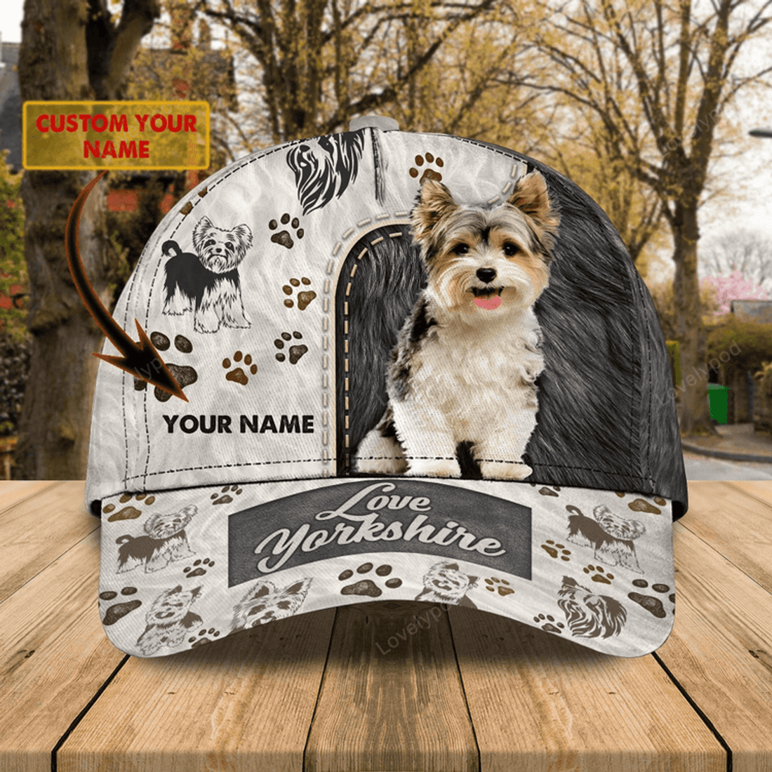 FUNSTUFFPRIT Customized With Name 3D All Over Print Baseball Cap Dog Yorkshire Lovers, Classic Cap Hat For Yorkshire Lover