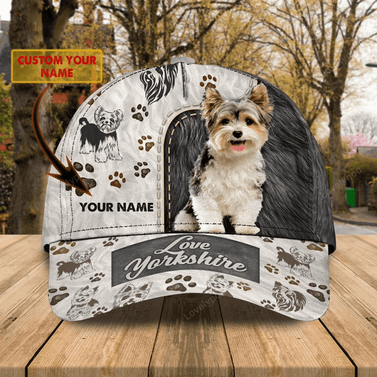 FUNSTUFFPRIT Customized With Name 3D All Over Print Baseball Cap Dog Yorkshire Lovers, Classic Cap Hat For Yorkshire Lover