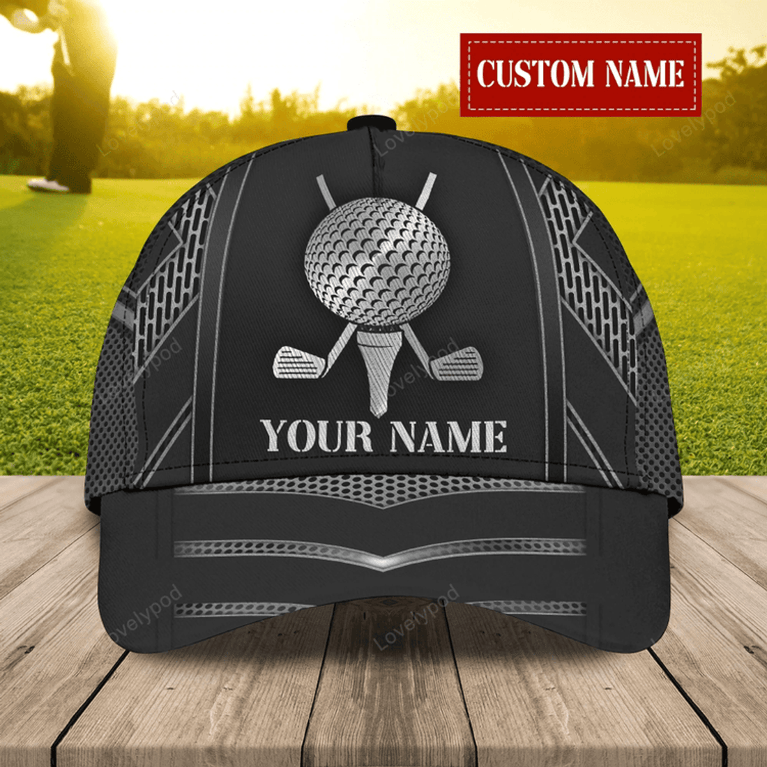 FUNSTUFFPRIT Personalized With Name Mens Golf Hat, 3D Full Print Baseball Cap For Golfer, All Over Print Golf Caps