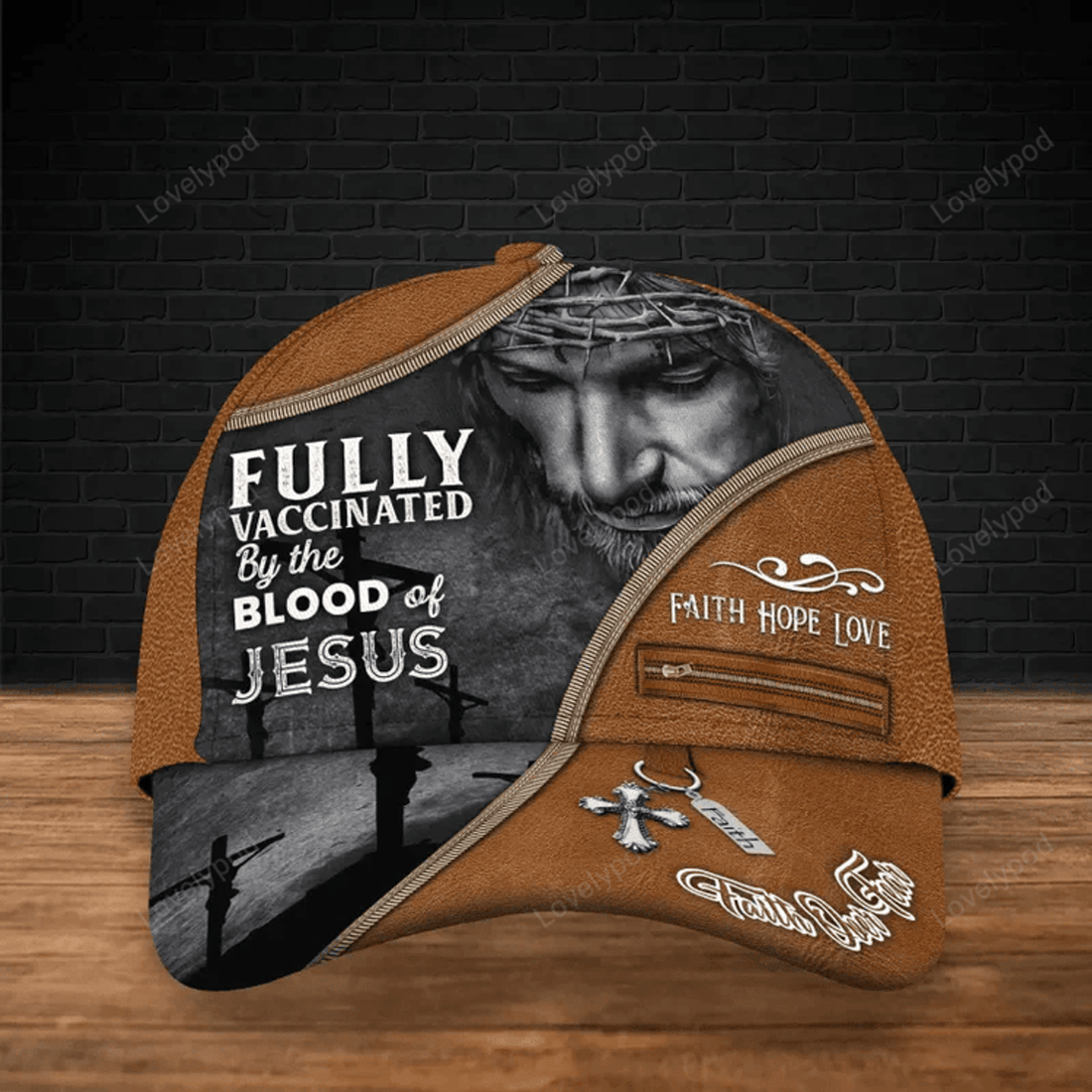 FUNSTUFFPRIT Fully Vaccinated By The Blood Of Jesus 3D Full Print Baseball Cap Hat, Faith Over Fear Classic Cap Hat