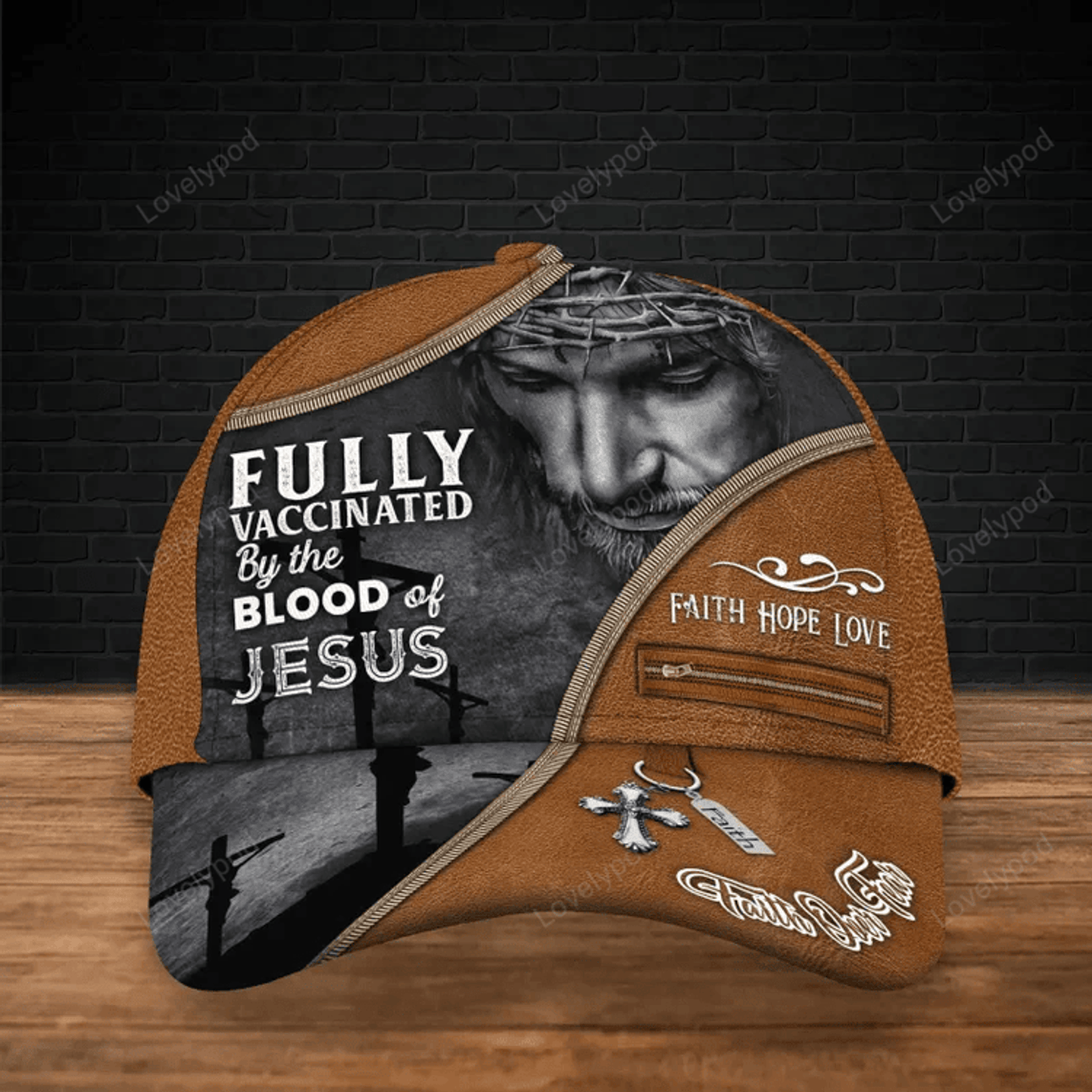 FUNSTUFFPRIT Fully Vaccinated By The Blood Of Jesus 3D Full Print Baseball Cap Hat, Faith Over Fear Classic Cap Hat