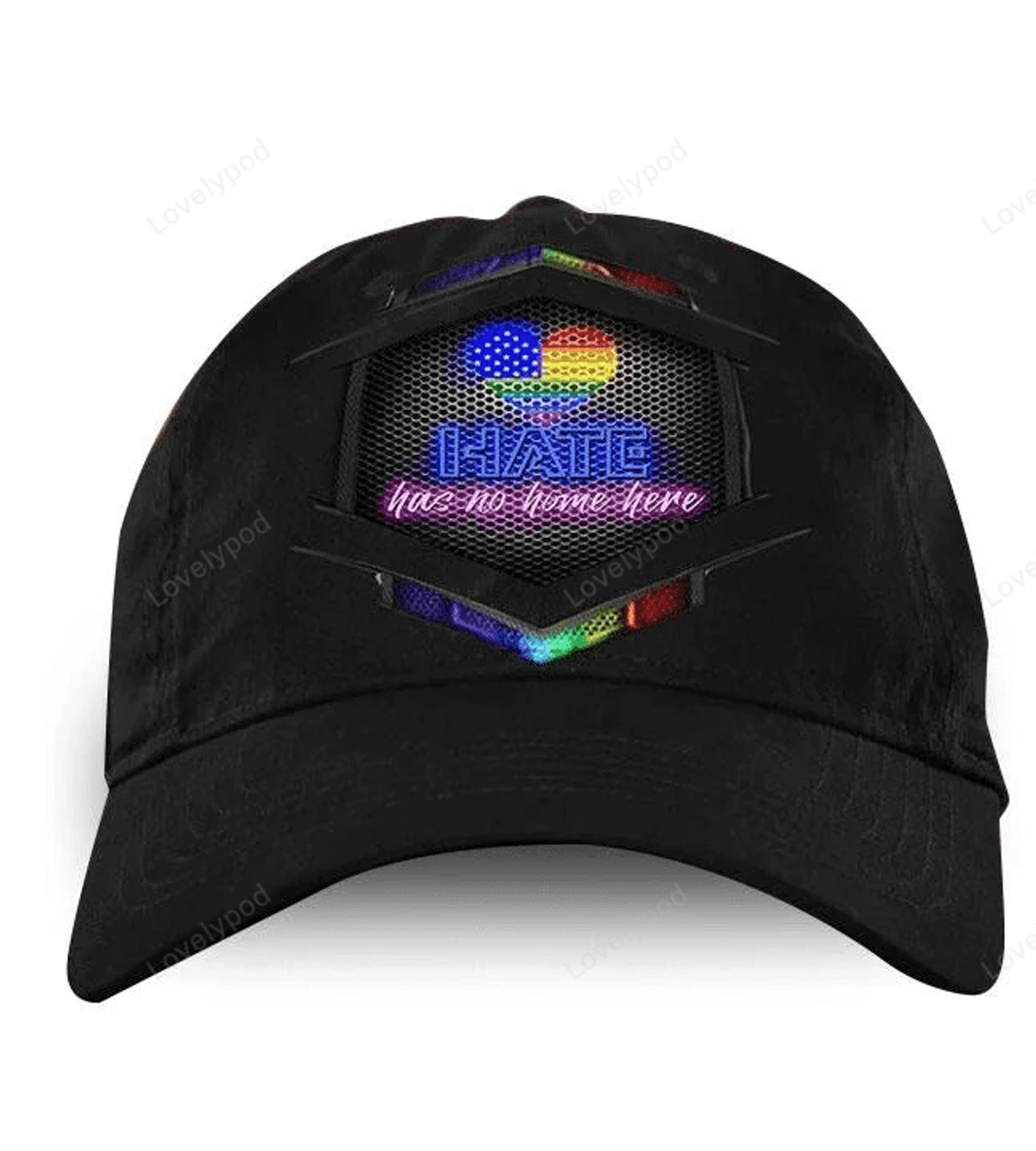 FUNSTUFFPRIT Hate Has No Home Here Lgbt All Overprinting Baseball Cap Hat, Gay Pride Baseball Cap Hat